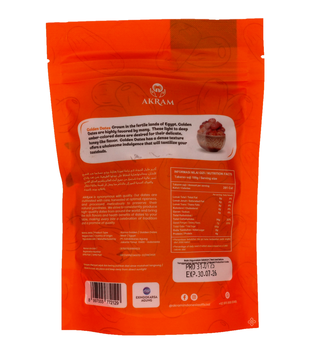 Akram Golden Dates In Pouch 200g