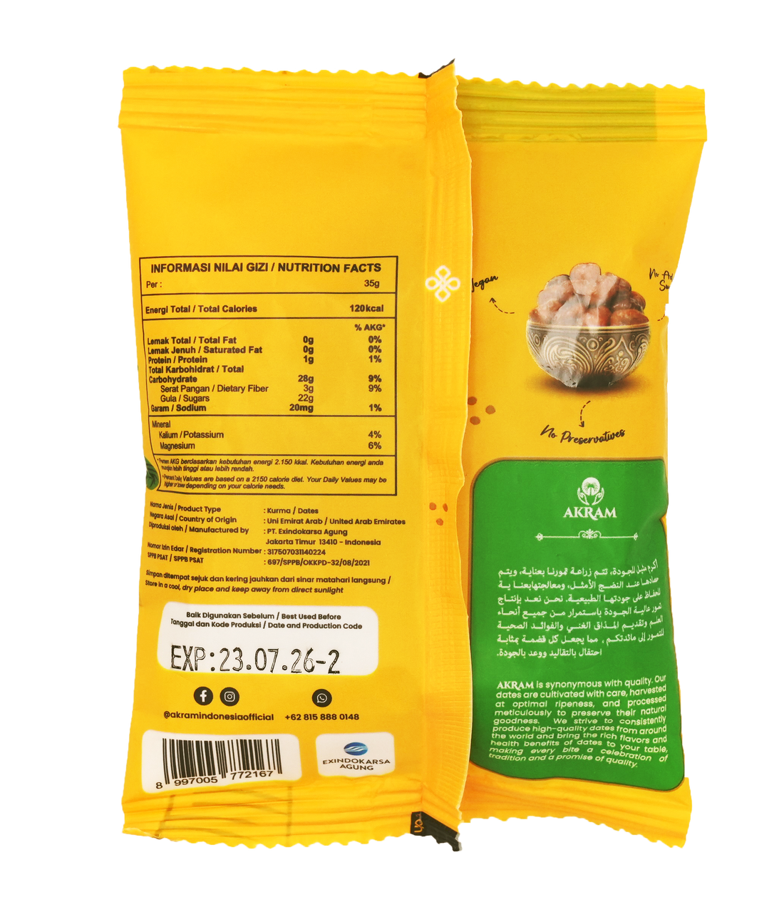 Akram Whole Dates Snack Pack 10 x 35g