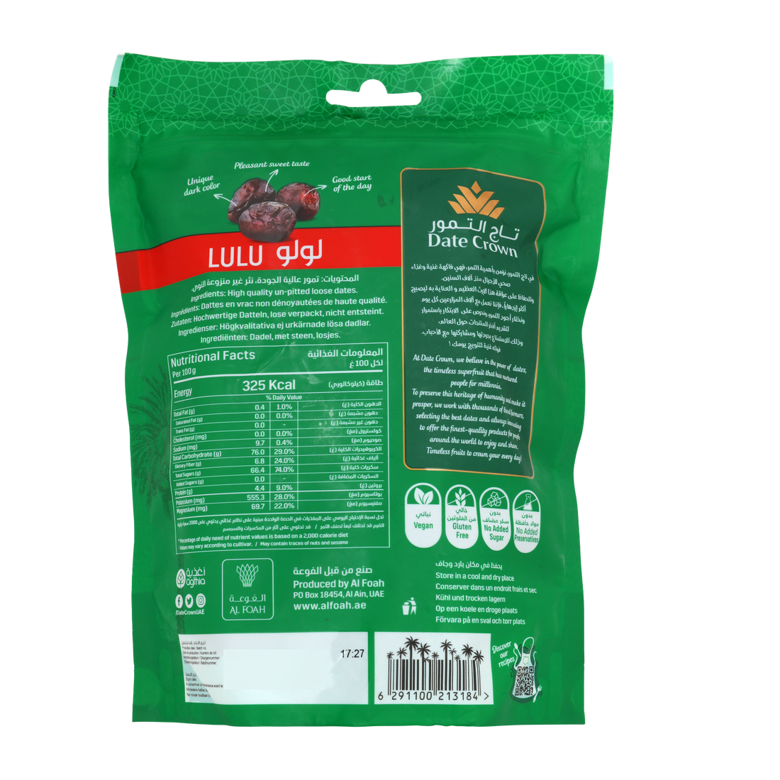 Date Crown Lulu Dates In Pouch 500g
